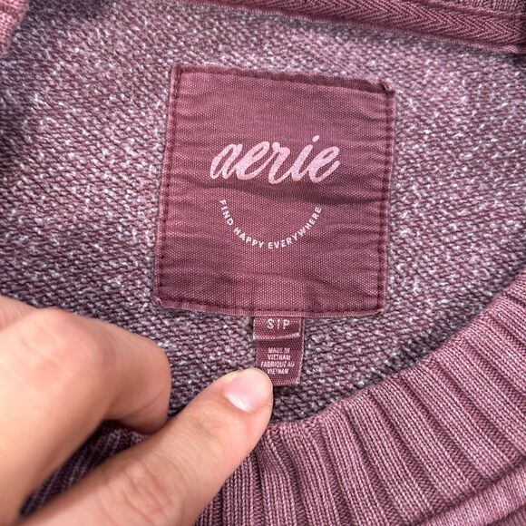 Aerie Mauve Crewneck Sweatshirt Oversized Cozy Pullover Size S/P - Picture 4 of 10